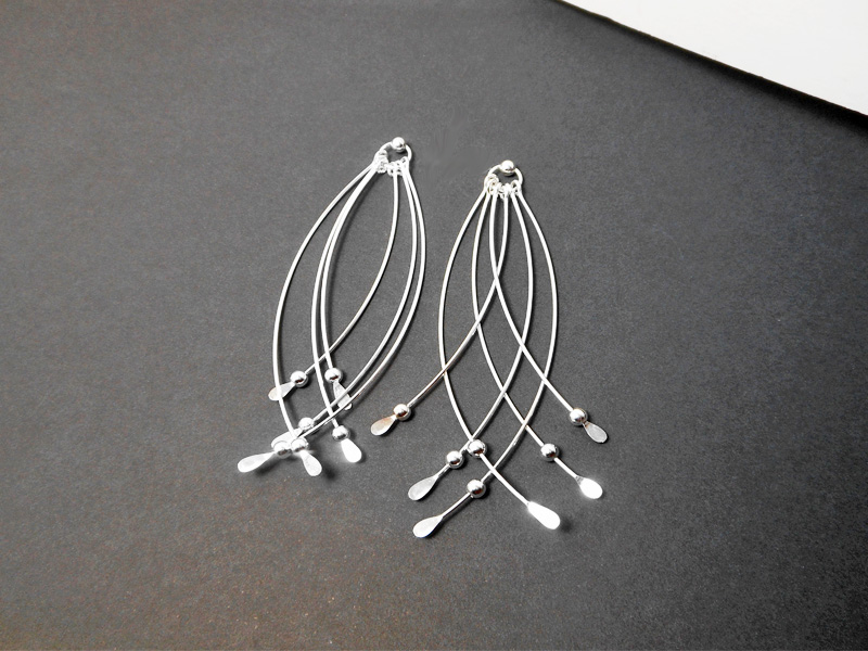 Multi Bar Dangle Earrings – Handcrafted 925 Sterling Silver Long Drop Earrings - Image 6