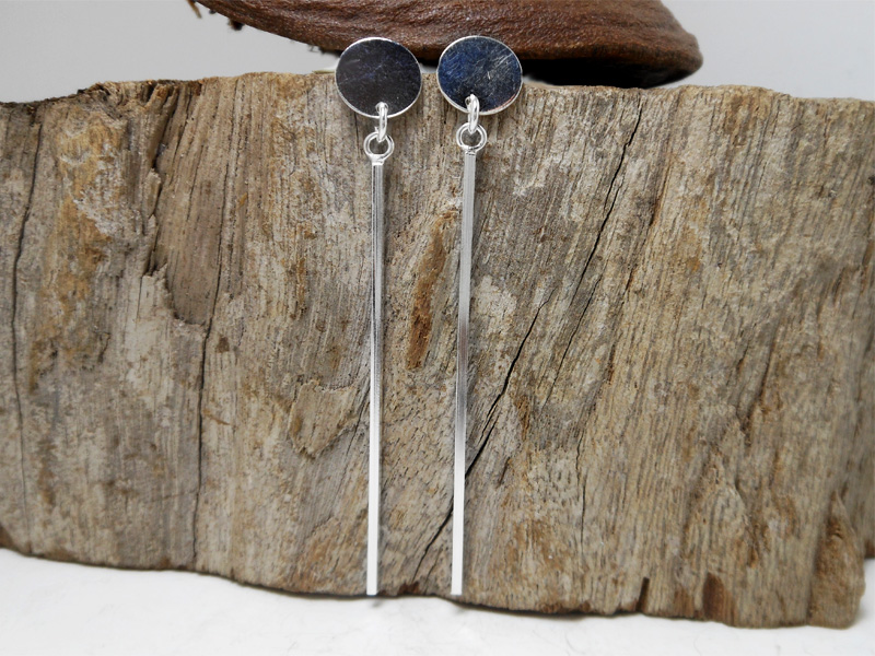 Drop Square Bar Earrings – 925 Sterling Silver Minimalist Long Dangle Bar Sup Silver - Image 6