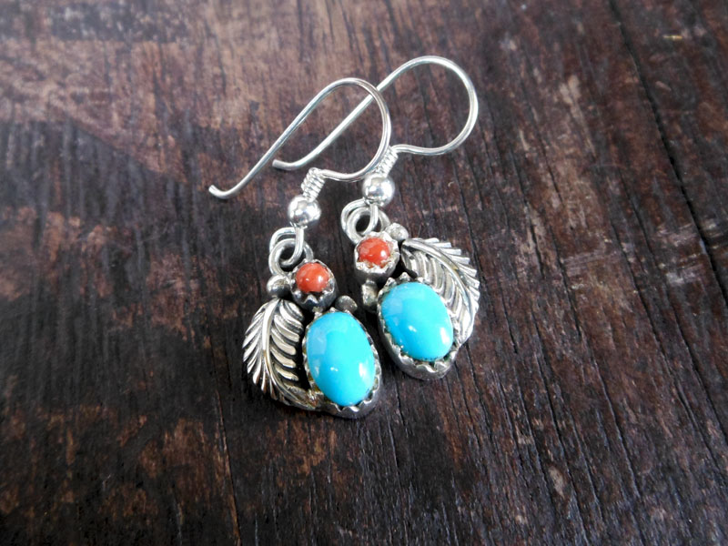 Blue Turquoise Floral Dangle Earrings – 925 Sterling Silver Handmade Jewelry - Image 6