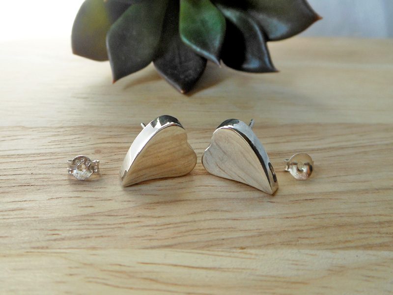 Minimalist 925 Sterling Silver Puffed Heart Stud Earrings – Handmade Love Jewelry - Image 6