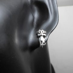 Handmade 925 Sterling Silver Cat Stud Earrings – Cute Animal Jewelry for Cat Lovers