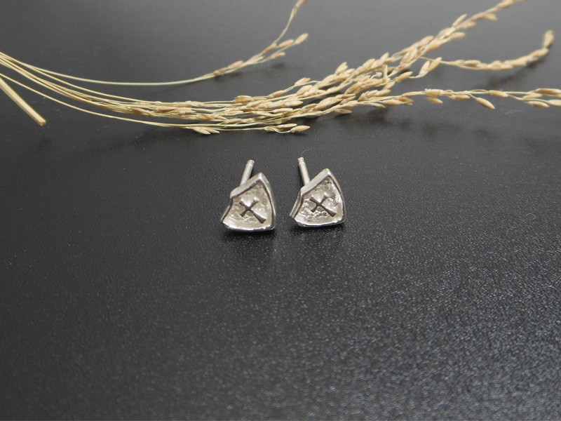 Handmade 925 Sterling Silver Cross Triangle Stud Earrings – Men's Minimalist Jewelry - Image 3