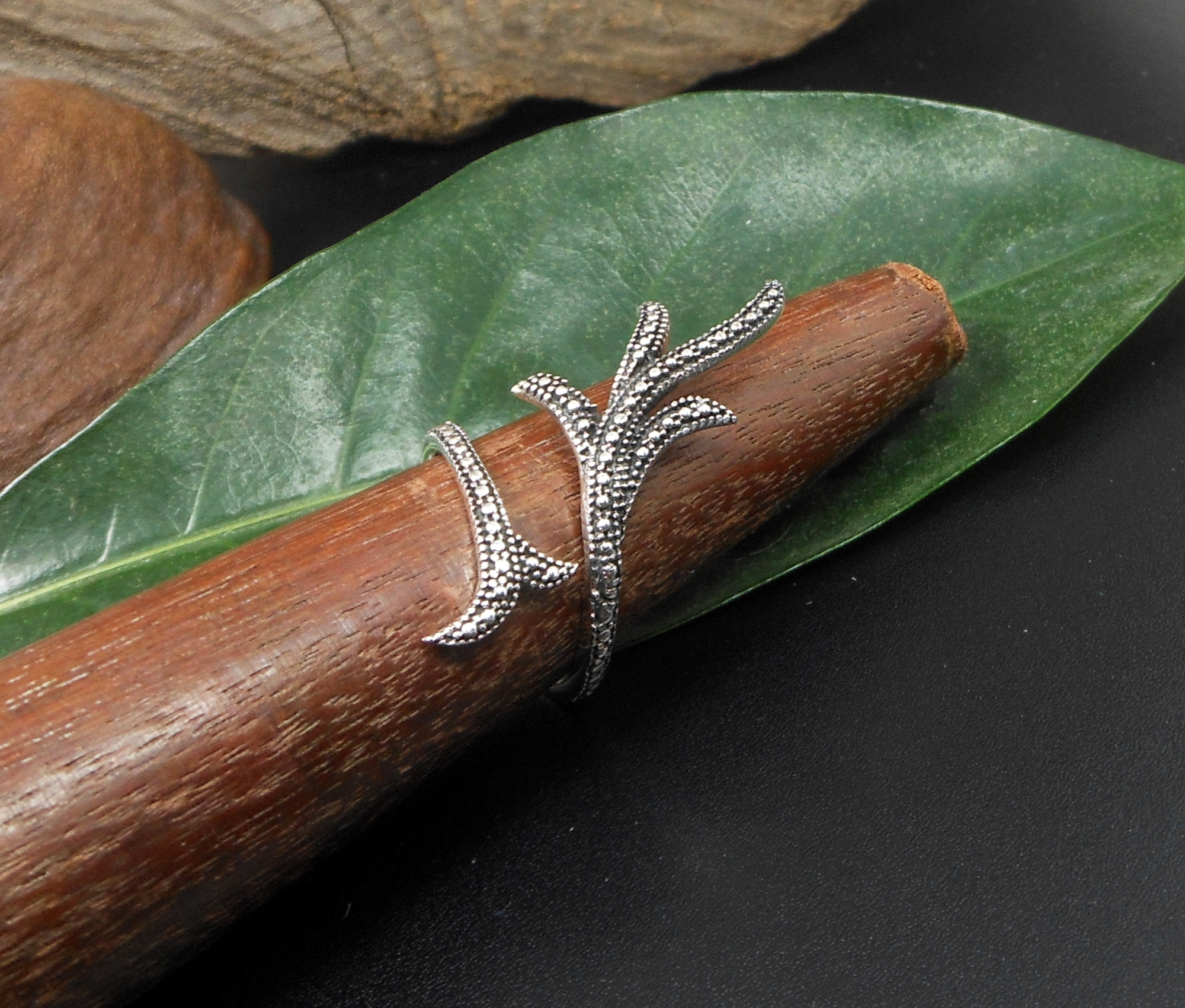 Handmade Leaf Branch Wrap Ring – 925 Sterling Silver Adjustable Statement Jewelry - Image 6