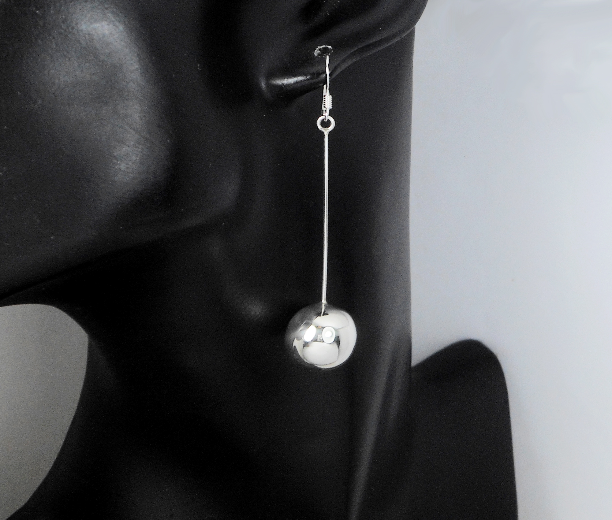 Long Dangle Ball Earrings – 925 Sterling Silver or 24K Gold Plated Handmade Drop Earrings - Image 9