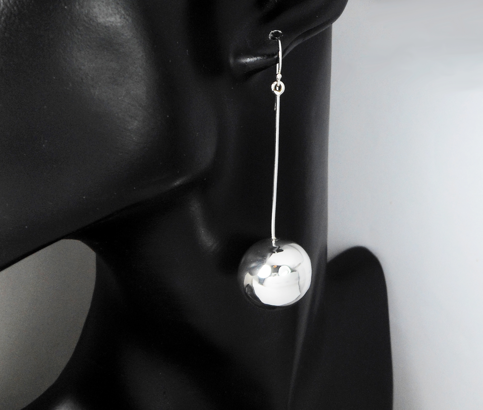 Long Dangle Ball Earrings – 925 Sterling Silver or 24K Gold Plated Handmade Drop Earrings - Image 10