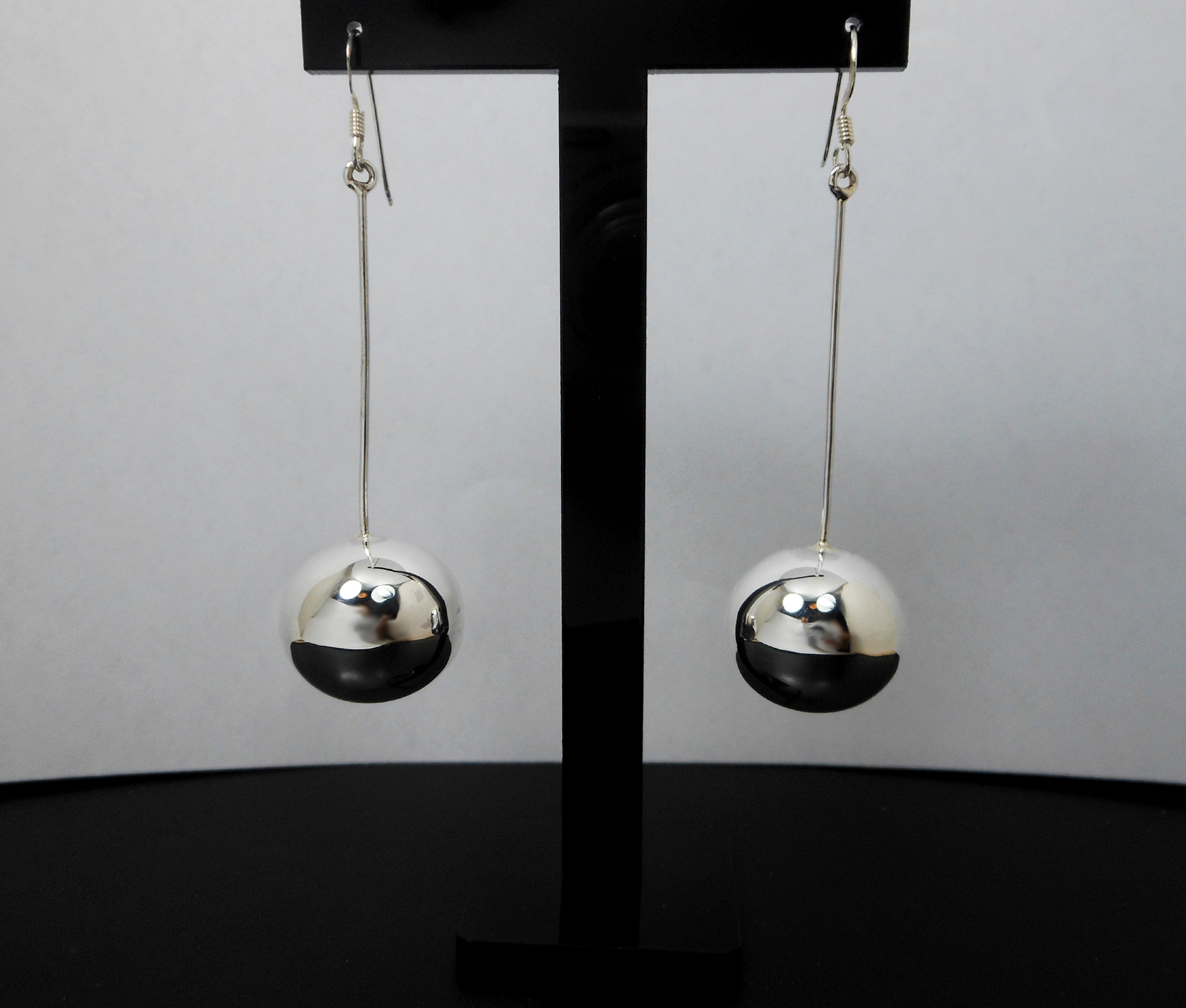 Long Dangle Ball Earrings – 925 Sterling Silver or 24K Gold Plated Handmade Drop Earrings - Image 11