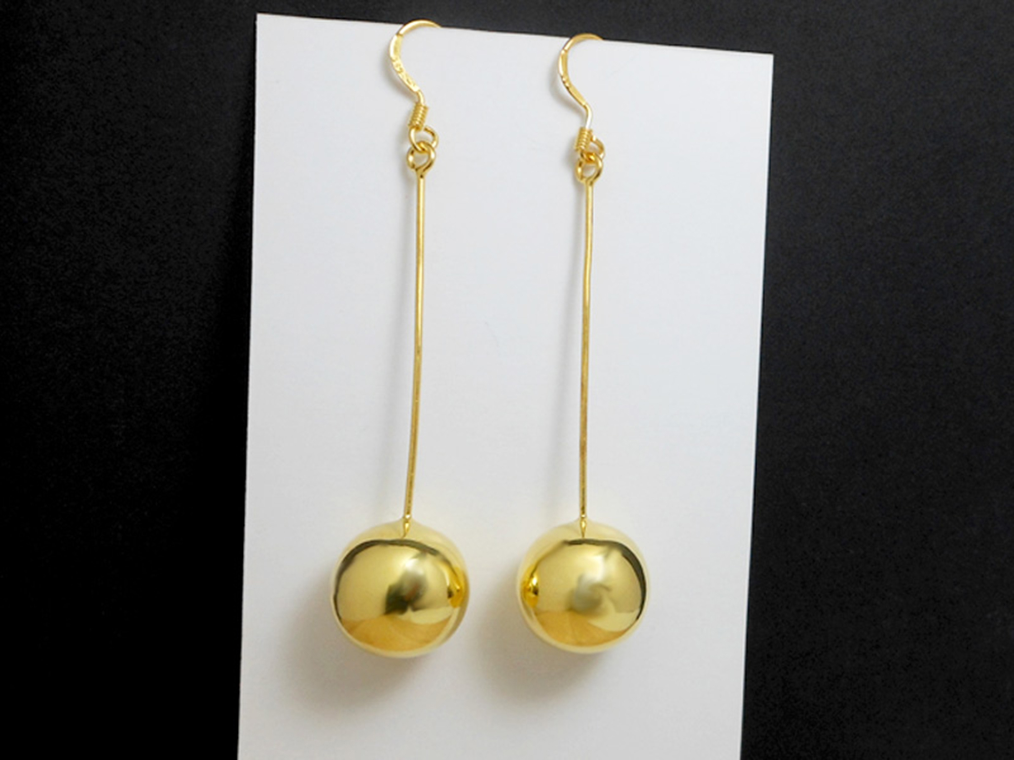 Long Dangle Ball Earrings – 925 Sterling Silver or 24K Gold Plated Handmade Drop Earrings - Image 12