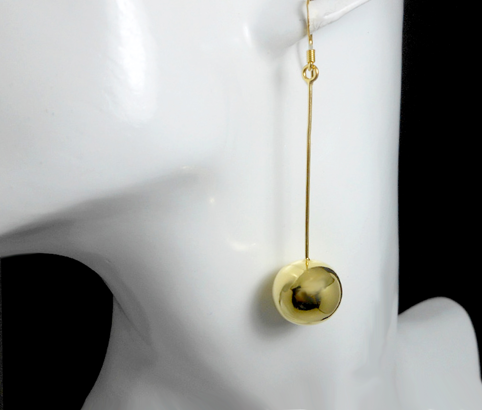 Long Dangle Ball Earrings – 925 Sterling Silver or 24K Gold Plated Handmade Drop Earrings - Image 13