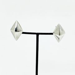 Minimalist 925 Sterling Silver Rhombus Stud Earrings – Geometric Handmade Jewelry