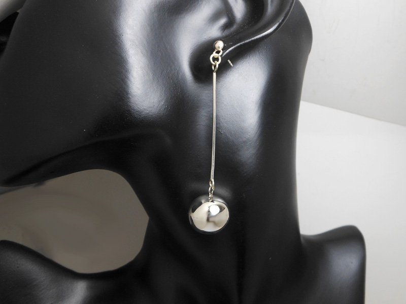 Long Dangle Earrings β 925 Sterling Silver 16mm Ball Drop Handmade Jewelry - Image 3