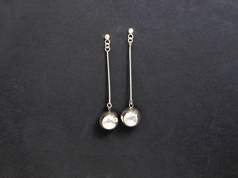 Long Dangle Earrings β 925 Sterling Silver 16mm Ball Drop Handmade Jewelry - Image 5