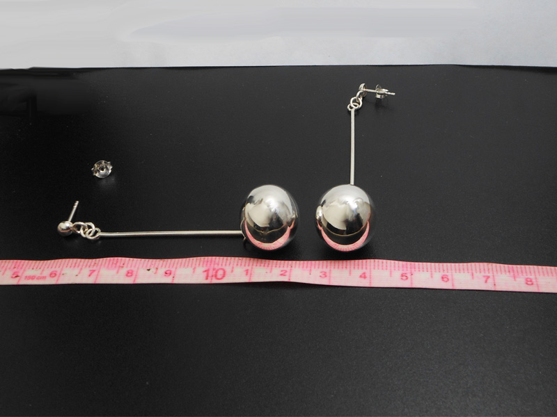 Long Dangle Earrings β 925 Sterling Silver 16mm Ball Drop Handmade Jewelry - Image 7