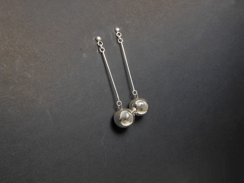 Long Dangle Earrings β 925 Sterling Silver 16mm Ball Drop Handmade Jewelry - Image 8
