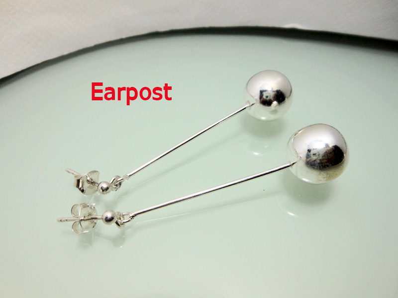 Long Dangle Earrings β 925 Sterling Silver 16mm Ball Drop Handmade Jewelry - Image 10