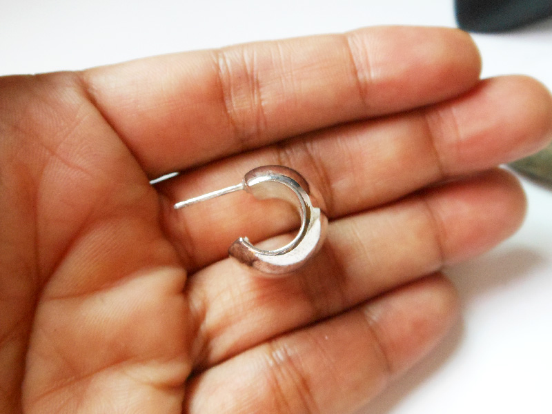 925 Sterling Silver Puffy Wide Hoop Stud Earrings – Handmade Geometric Jewelry - Image 7
