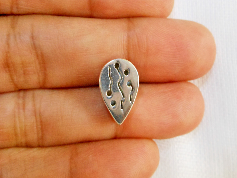 Puffy Wavy Line Detail Teardrop Stud Earrings – 925 Sterling Silver Handmade Jewelry - Image 7