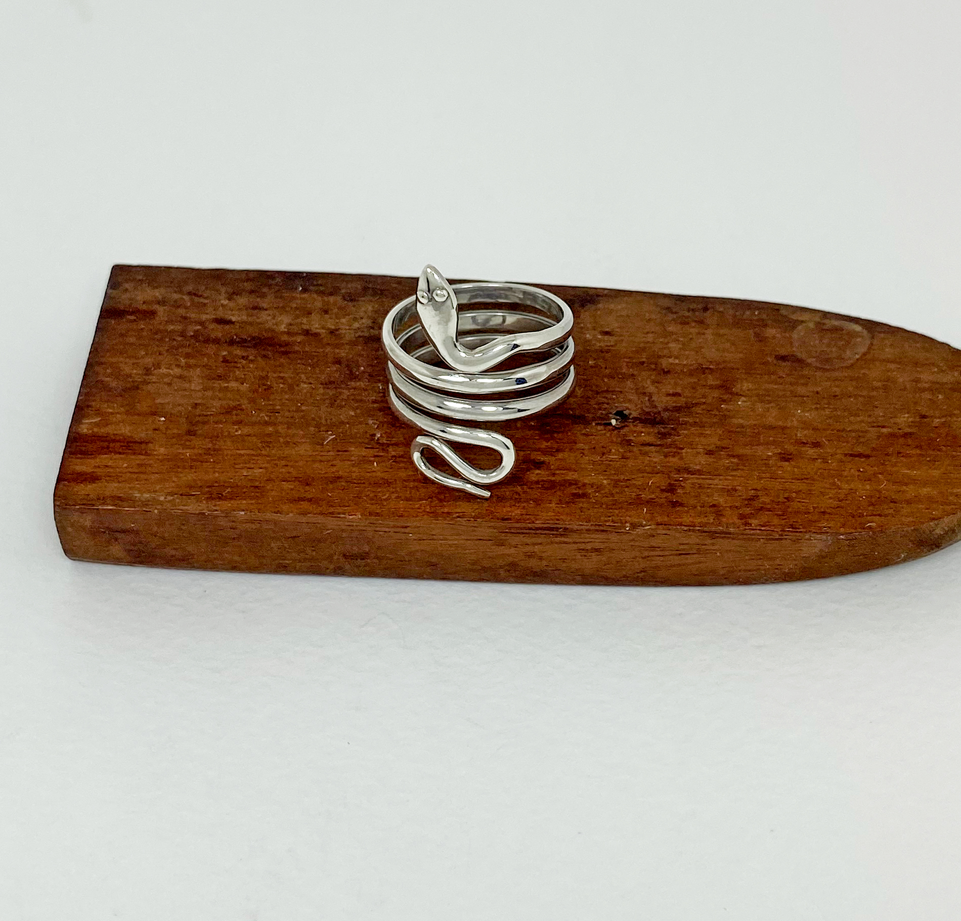 Sup Silver Snake Coil Wrap Ring 925 Sterling Silver, Handmade Women Adjustable Ring - Image 5
