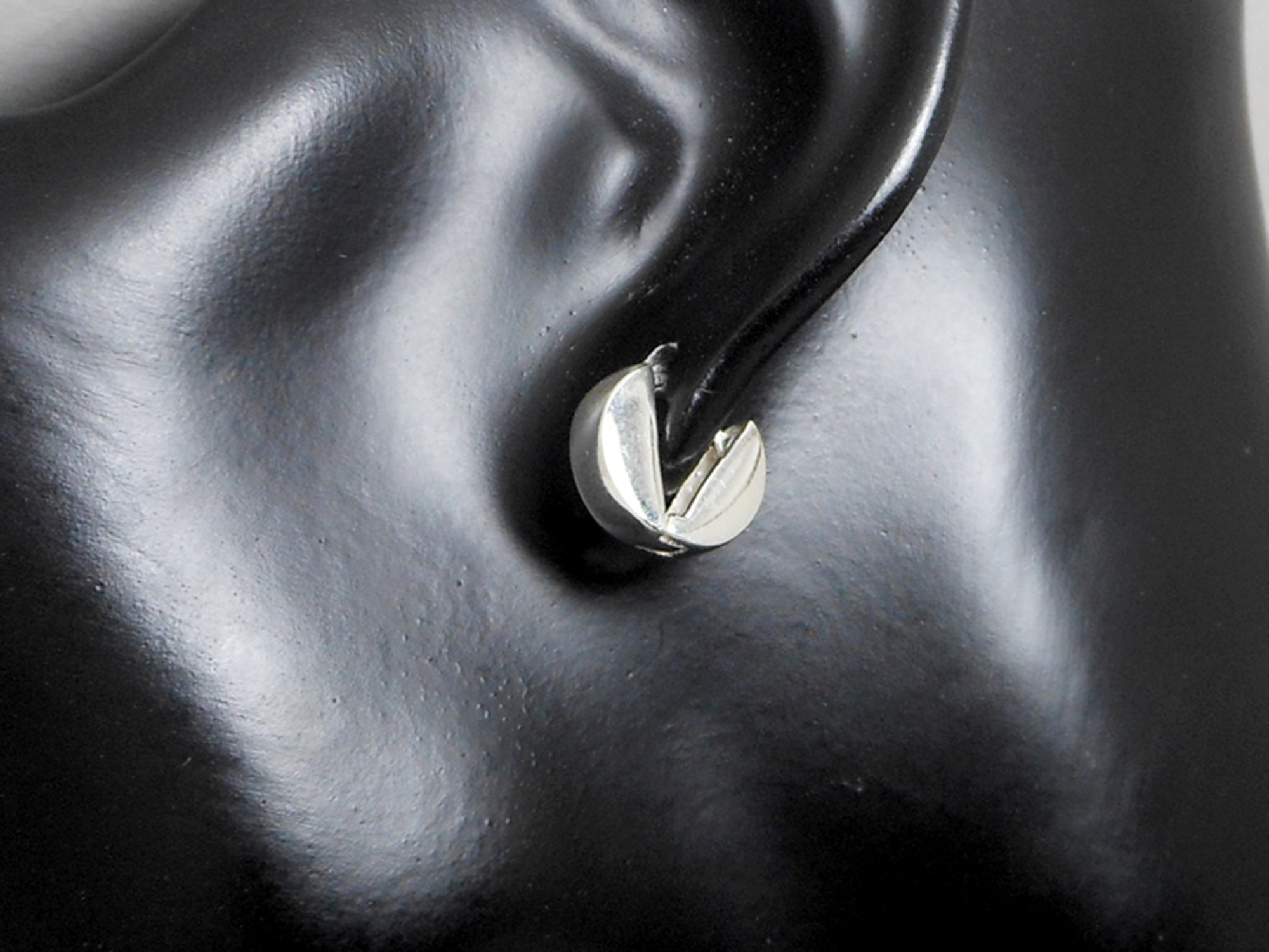 V-Button Hoop Earrings – 925 Sterling Silver Handmade Unisex Huggie Hoops - Image 8