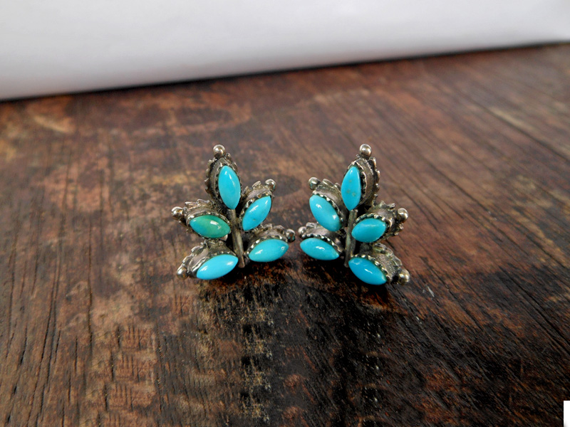 Blue Turquoise Leaf Stud Earrings – 925 Sterling Silver Handmade Nature Jewelry - Image 8