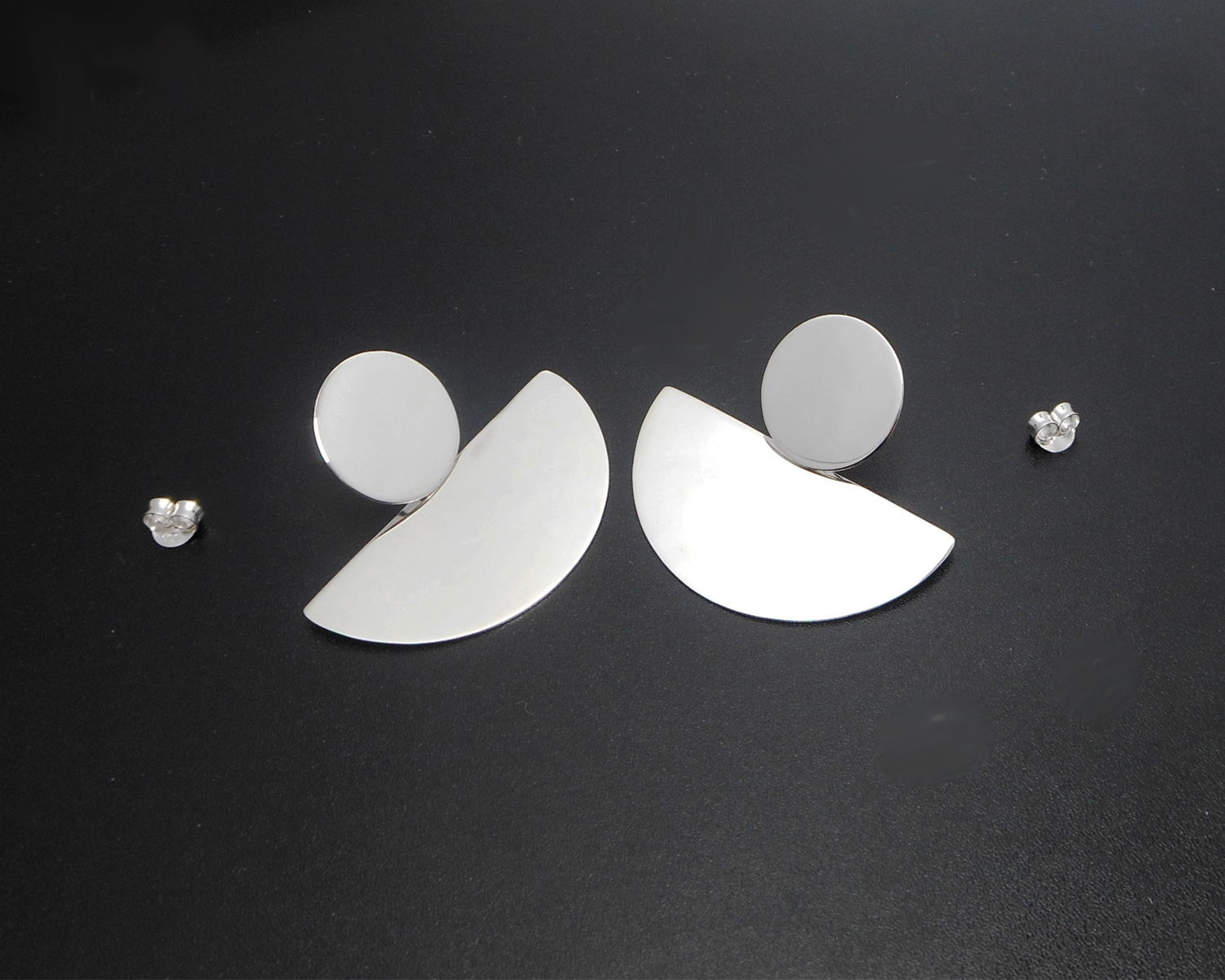 925 Sterling Silver Fan Dangle Stud Earrings – Geometric Half-Circle Jewelry - Image 8