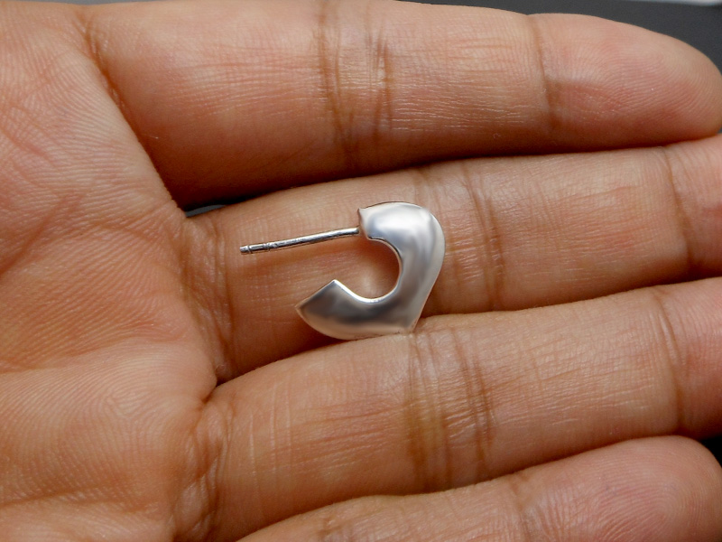 Minimalist Puffy Heart Open Hoop Stud Earrings – Handmade 925 Sterling Silver Jewelry - Image 5