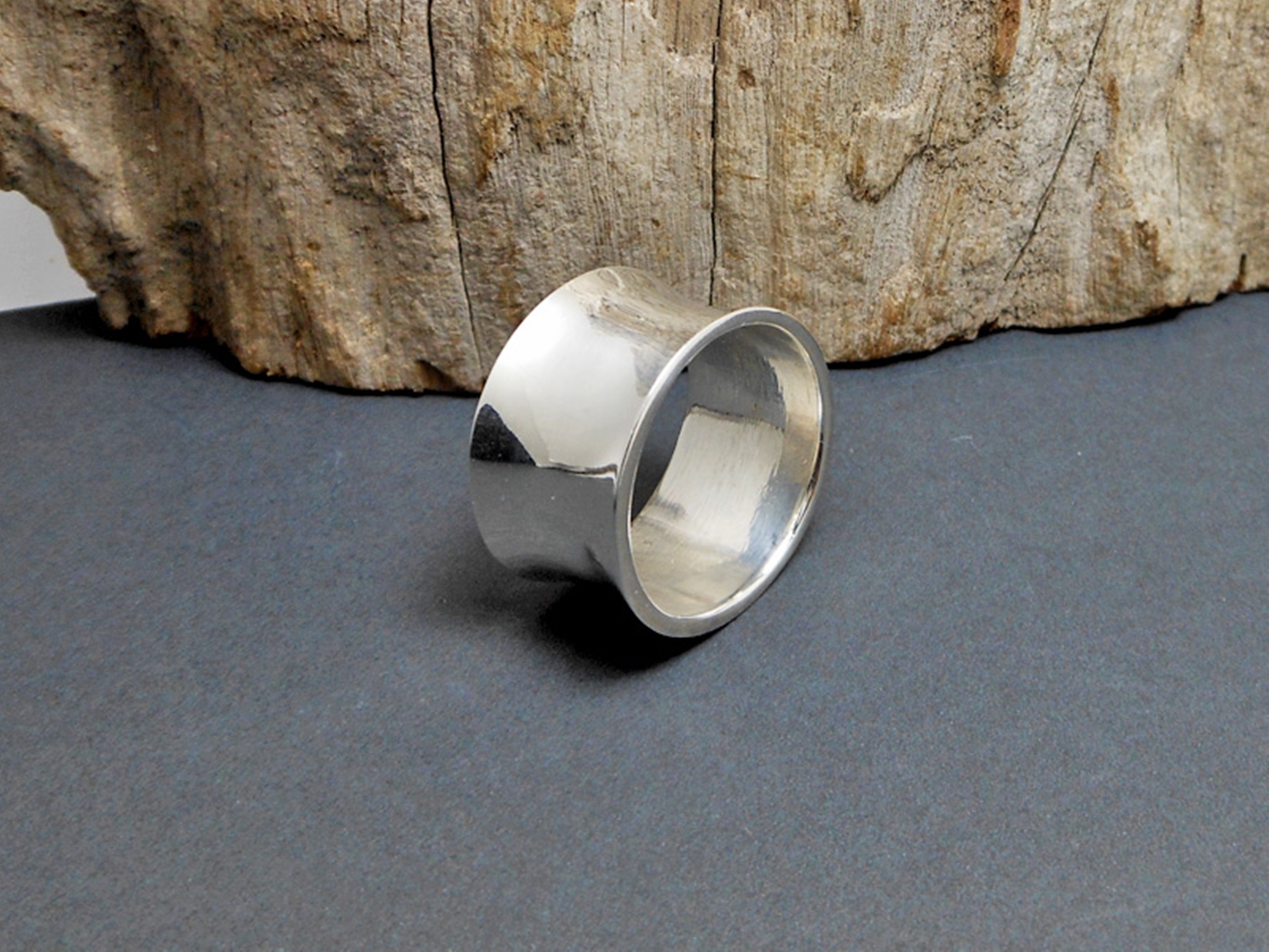 Solid Wide Concave Band Ring – Handmade 925 Sterling Silver Statement Jewelry - Image 8
