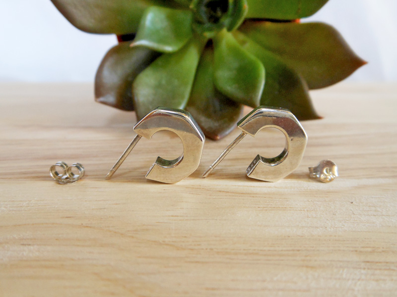 Handmade 925 Sterling Silver Puffied Pentagon Hoop Earrings – Small Geometric Jewelry - Image 2