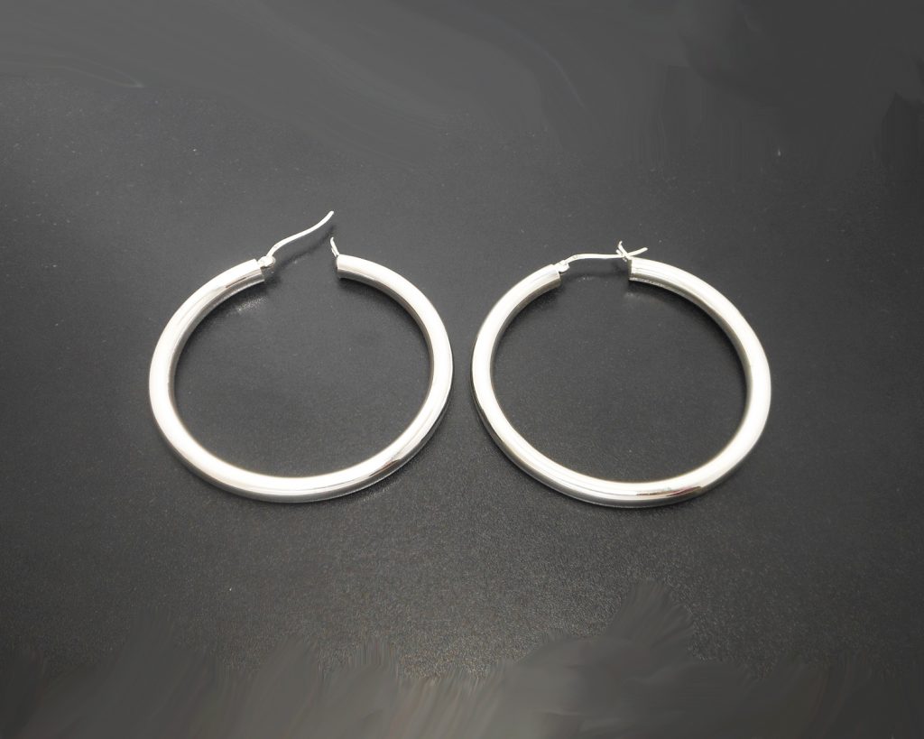 Round Hoop Earrings 50mm, Round Silver Earrings Sup Silver Sup Silver