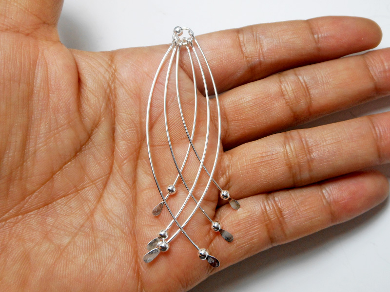 Multi Bar Dangle Earrings – Handcrafted 925 Sterling Silver Long Drop Earrings - Image 9