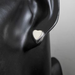 Minimalist 925 Sterling Silver Puffy Heart Stud Earrings – Romantic Handmade Jewelry