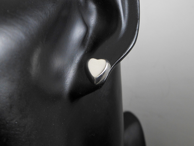Minimalist 925 Sterling Silver Puffy Heart Stud Earrings – Romantic Handmade Jewelry