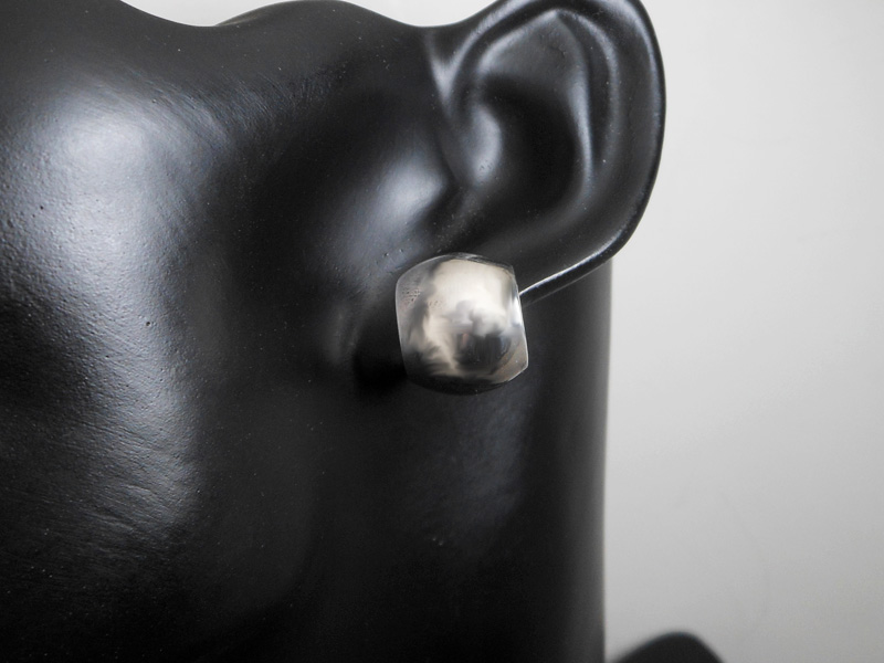 925 Sterling Silver Puffy Wide Hoop Stud Earrings – Handmade Geometric Jewelry - Image 9