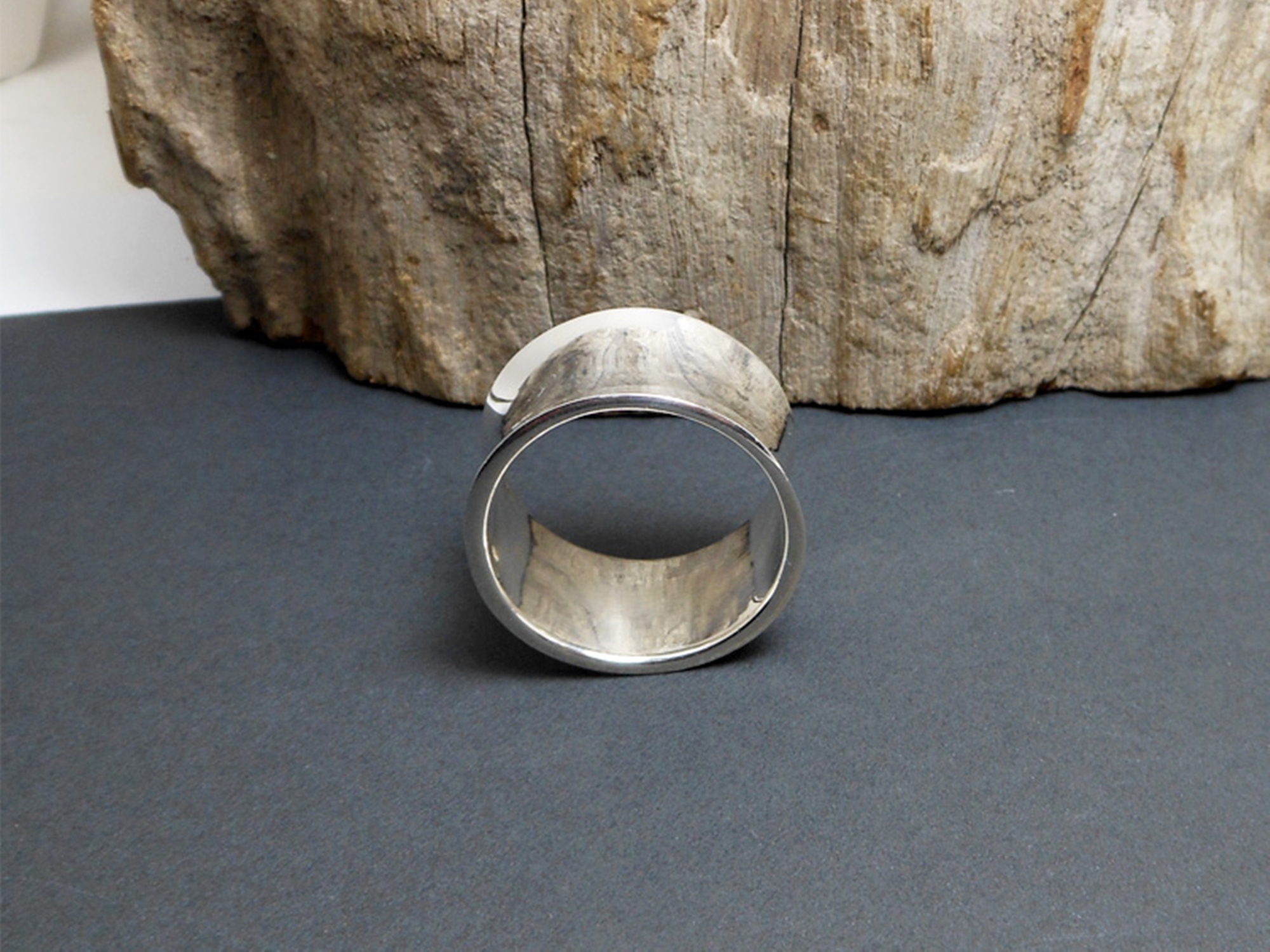 Solid Wide Concave Band Ring – Handmade 925 Sterling Silver Statement Jewelry - Image 9