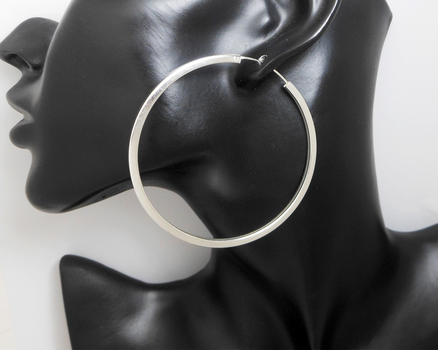 Handmade 65mm Square Tube Silver Hoop Earrings – Large Minimalist 925 Sterling Silver Jewelry - Image 6