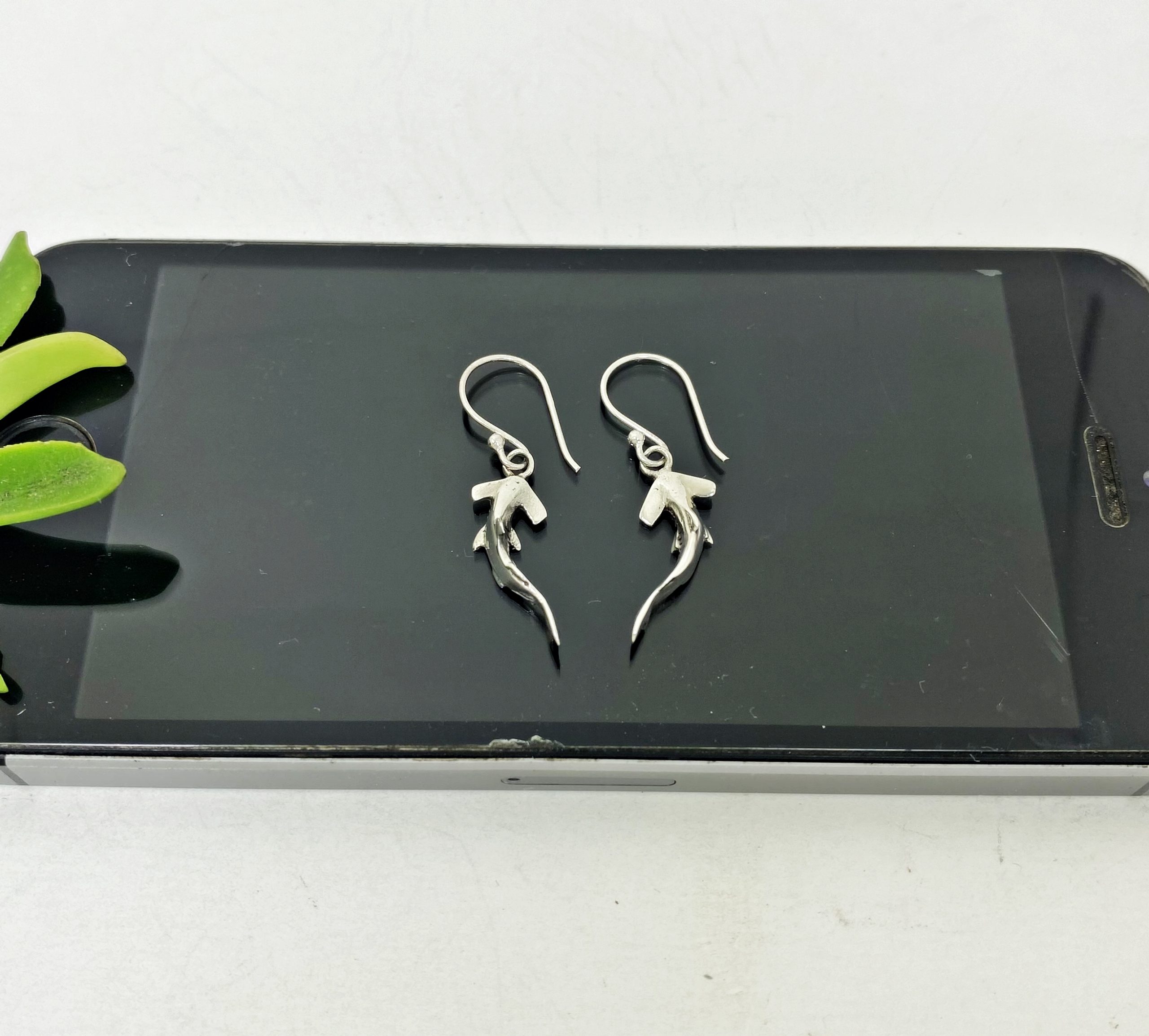 925 sterling silver hammerhead shark earrings on mobile
