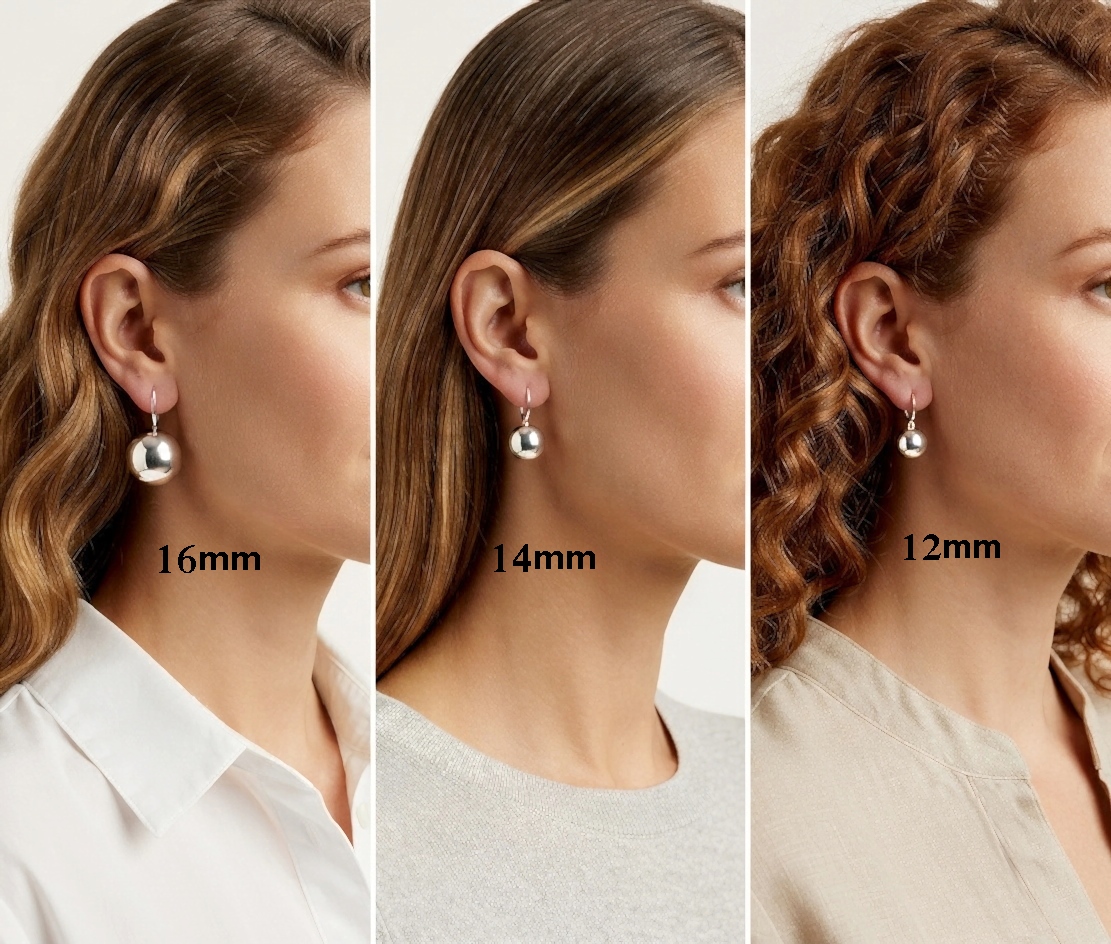 Round Ball Threader Earrings – 925 Sterling Silver Minimalist Drop Earrings | Sup Silver - Image 2