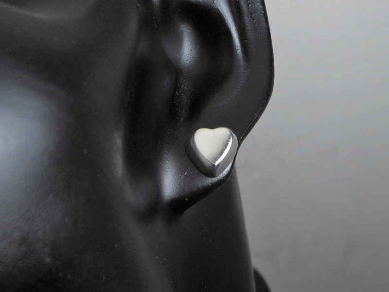 Minimalist 925 Sterling Silver Puffy Heart Stud Earrings – Romantic Handmade Jewelry - Image 10