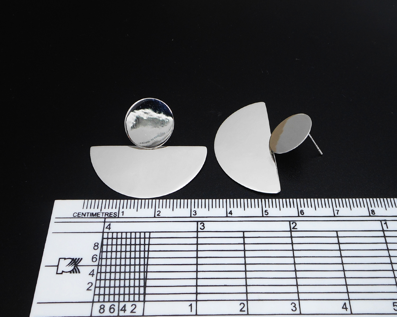 925 Sterling Silver Fan Dangle Stud Earrings – Geometric Half-Circle Jewelry - Image 10