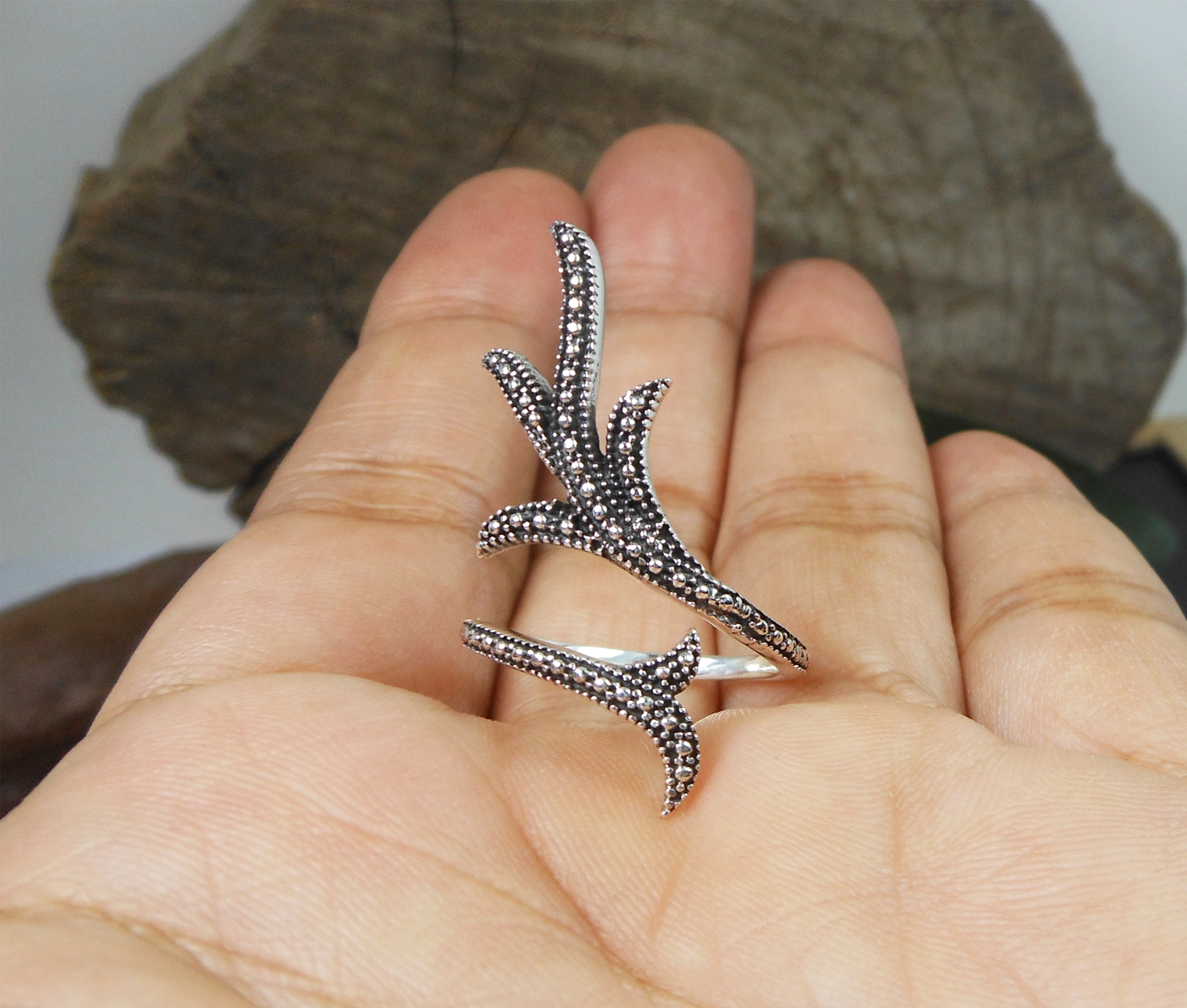 Handmade Leaf Branch Wrap Ring – 925 Sterling Silver Adjustable Statement Jewelry - Image 10