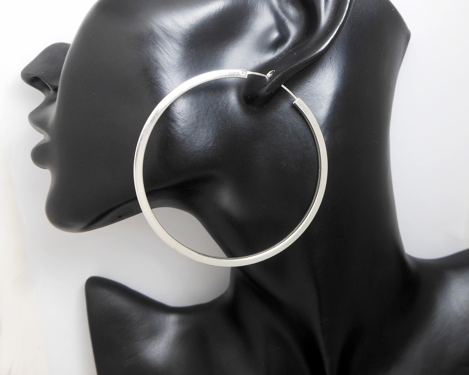 Handmade 65mm Square Tube Silver Hoop Earrings – Large Minimalist 925 Sterling Silver Jewelry - Image 5