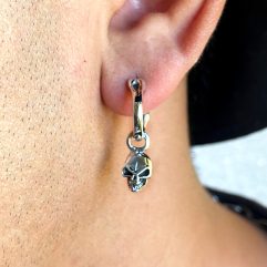 Handmade 925 Sterling Silver Eyebrow Skull Hoop Earrings β Gothic Halloween Jewelry