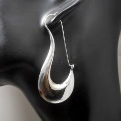 Pipe Hoop Dangle Earrings, Puffy Earrings 63mm | Sup Silver
