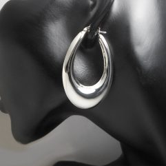 Sterling Silver Oval Hoop Earrings, 47mm | Sup Silver