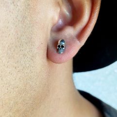 Handmade 925 Sterling Silver Skull Stud Earrings – Minimalist Gothic Jewelry