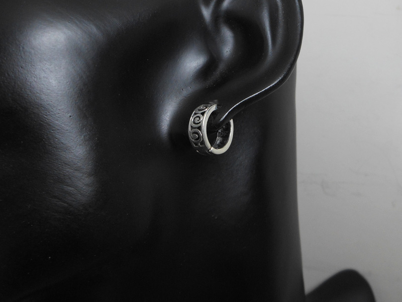 Spiral Pattern Huggie Earrings – 925 Sterling Silver Handmade Oxidized Hoops - Image 10