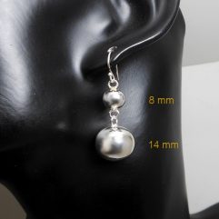 Double Ball Earrings – 925 Sterling Silver Tapered Dangle Drop Earrings | Sup Silver