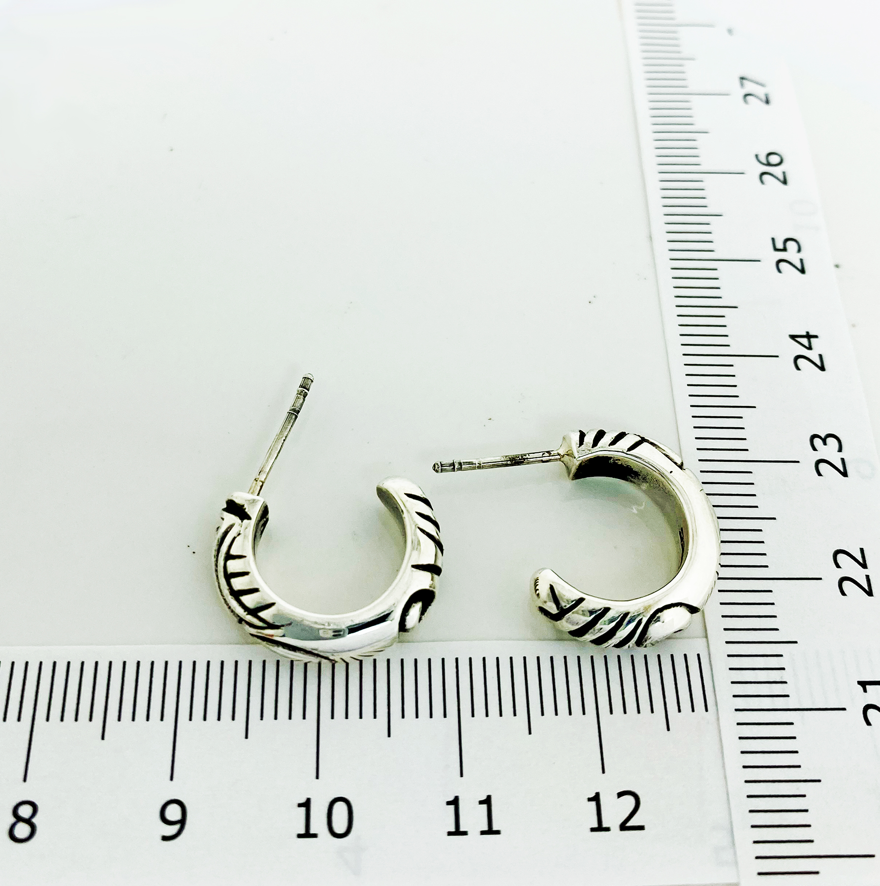 Wave Texture Hoop Earrings – 925 Sterling Silver Handmade Men’s Studs - Image 5
