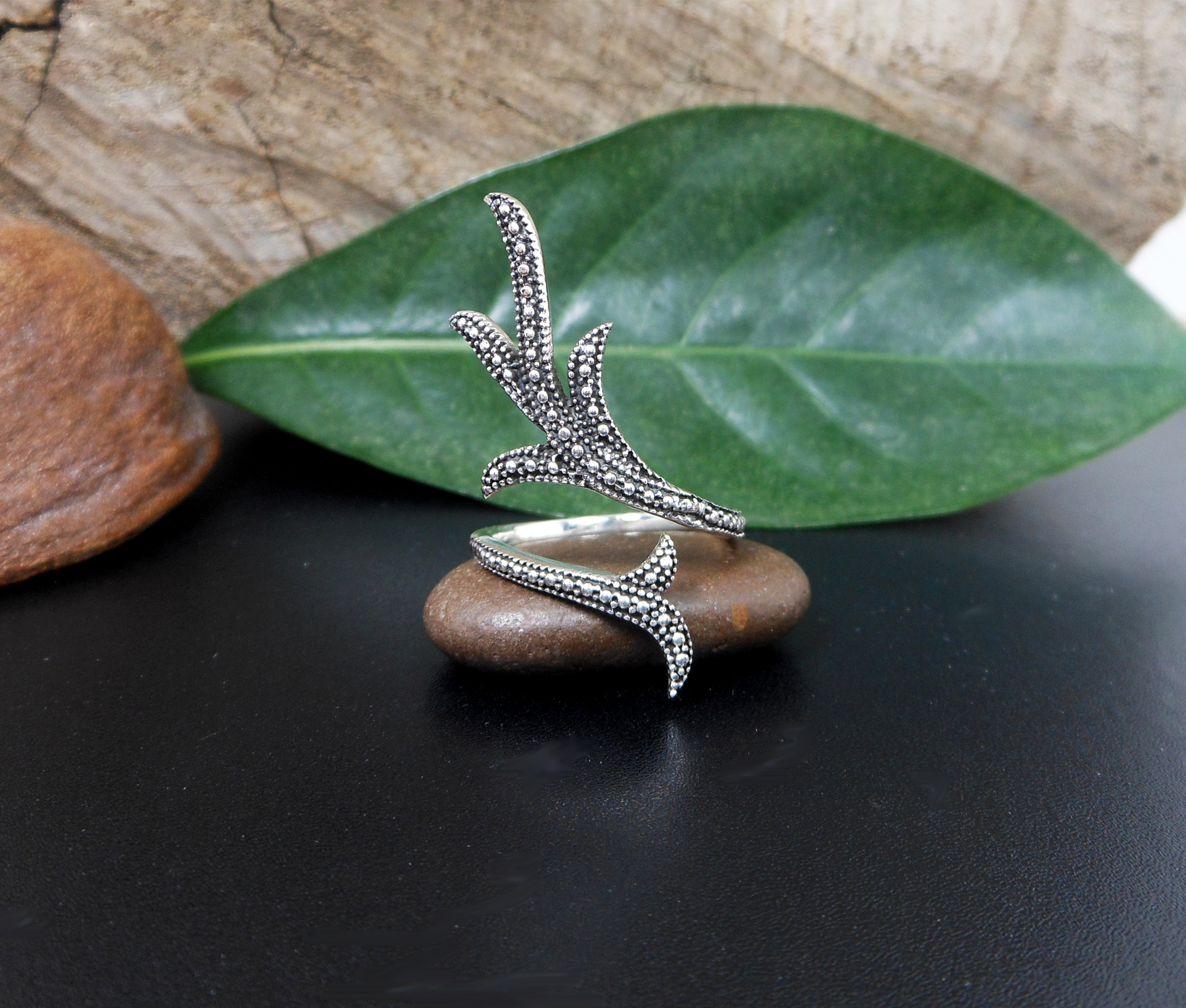 Handmade Leaf Branch Wrap Ring – 925 Sterling Silver Adjustable Statement Jewelry - Image 13