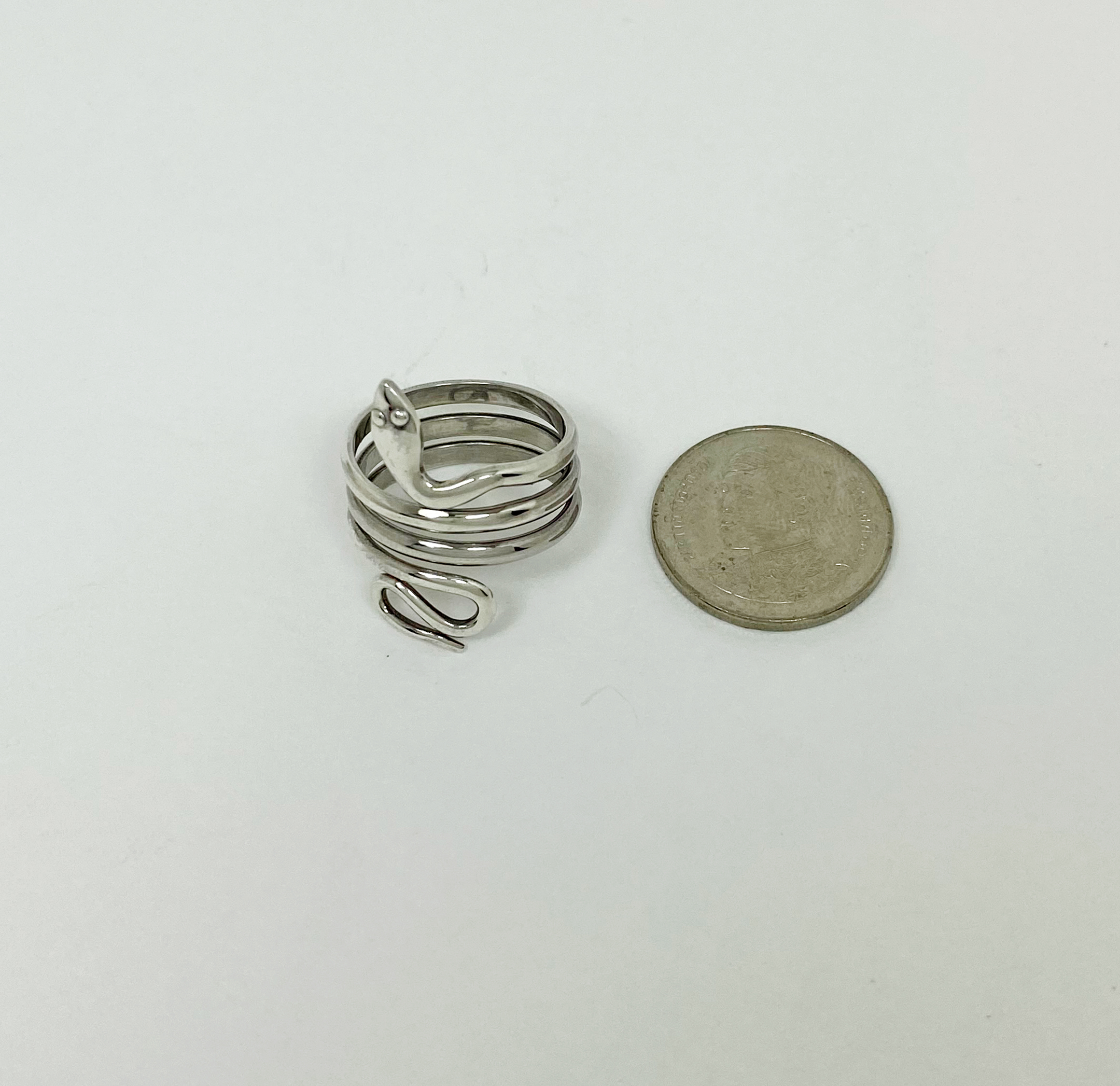 Sup Silver Snake Coil Wrap Ring 925 Sterling Silver, Handmade Women Adjustable Ring - Image 8