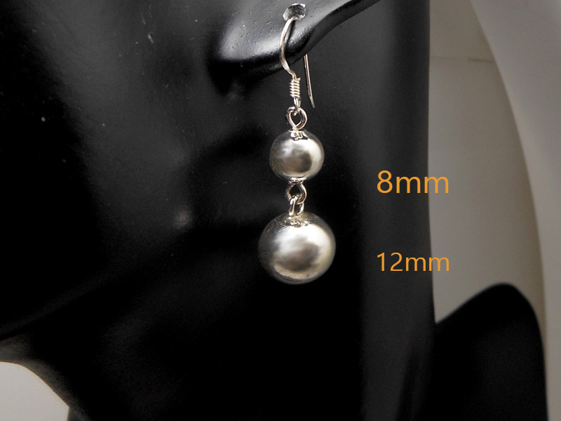 Double Ball Earrings – 925 Sterling Silver Tapered Dangle Drop Earrings | Sup Silver - Image 12